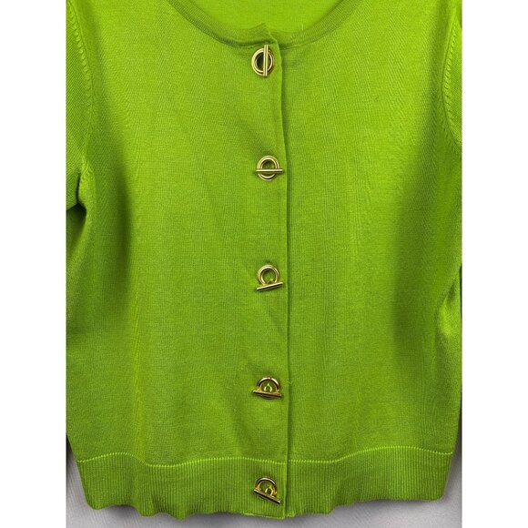 Women’s Premise Studio Size XL Lime Green Cardigan with Gold Closures - Picture 5 of 7